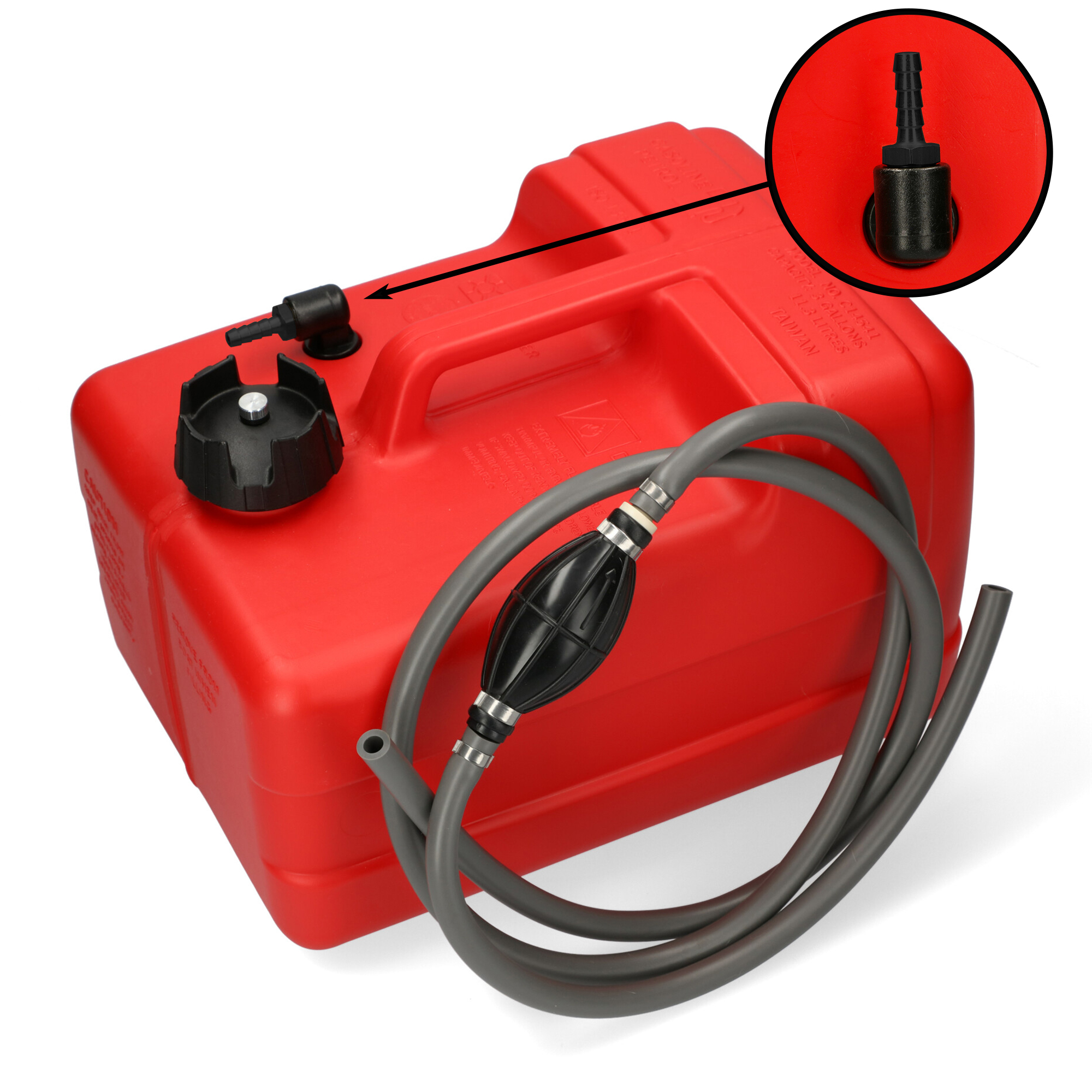 Fuel tank red / Connection nipple (8mm) / 2m hose